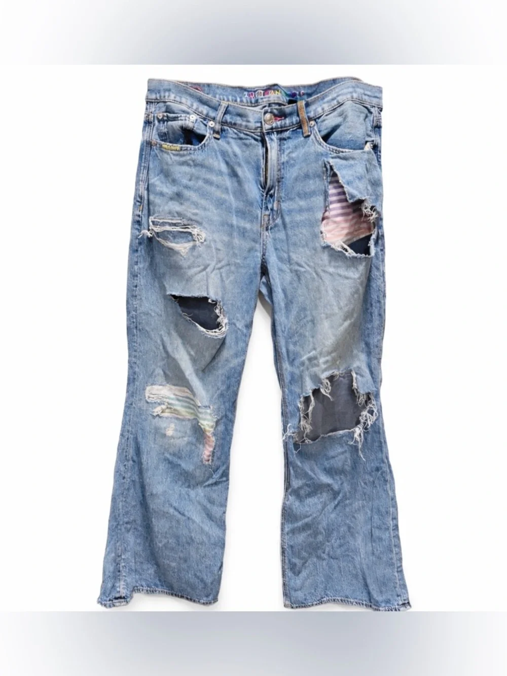 AE Pride Strigid Ripped Low-Rise Baggy Flare Jean-Size 6 - Picture 5 of 16